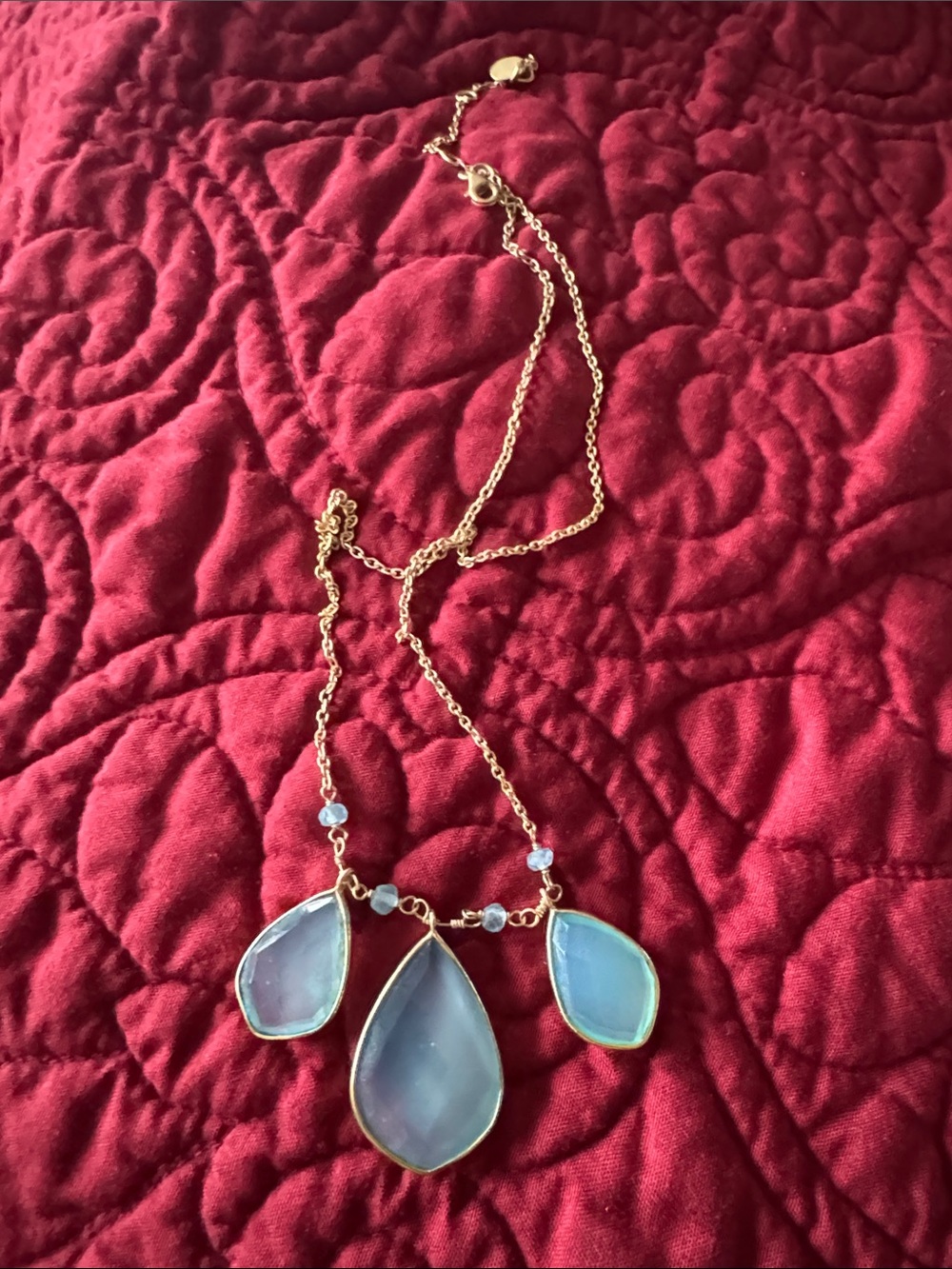 Argento Vivo Gold-Tone Necklace with Light Blue Teardrop Pendants